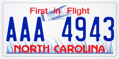 NC license plate AAA4943
