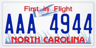 NC license plate AAA4944