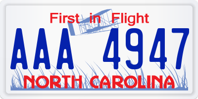 NC license plate AAA4947