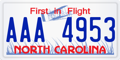 NC license plate AAA4953