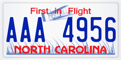 NC license plate AAA4956