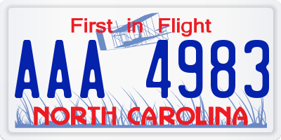 NC license plate AAA4983
