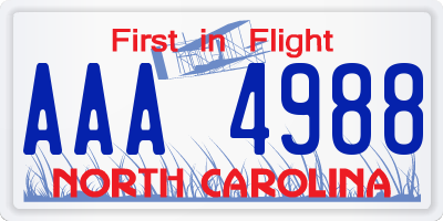 NC license plate AAA4988