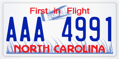 NC license plate AAA4991
