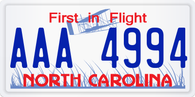 NC license plate AAA4994