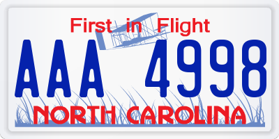 NC license plate AAA4998