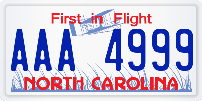 NC license plate AAA4999