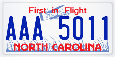 NC license plate AAA5011