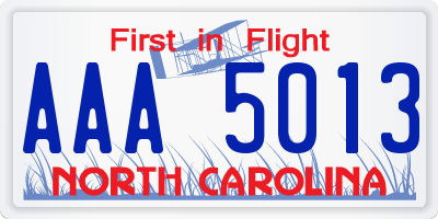 NC license plate AAA5013