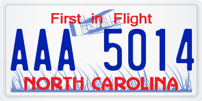 NC license plate AAA5014