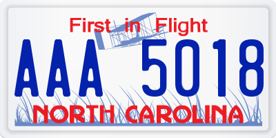 NC license plate AAA5018