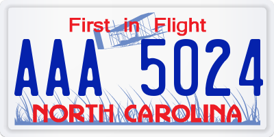 NC license plate AAA5024