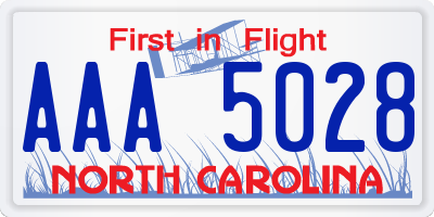 NC license plate AAA5028
