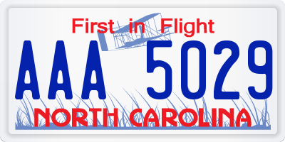 NC license plate AAA5029