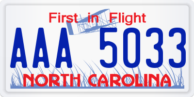 NC license plate AAA5033