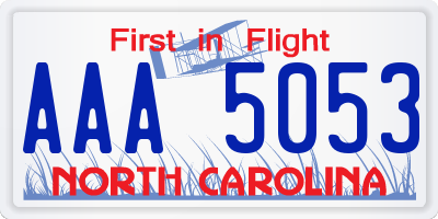 NC license plate AAA5053