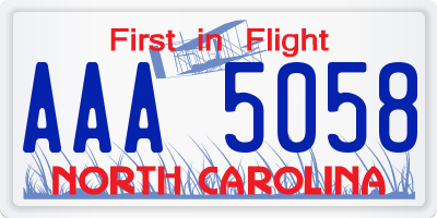 NC license plate AAA5058