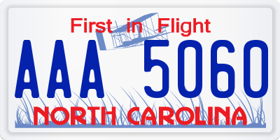 NC license plate AAA5060