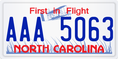 NC license plate AAA5063