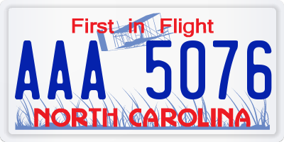 NC license plate AAA5076