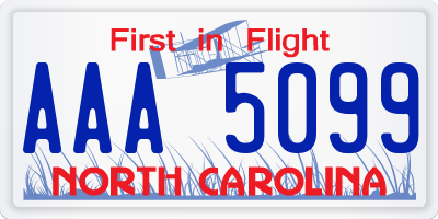 NC license plate AAA5099