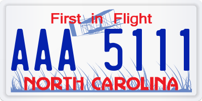 NC license plate AAA5111