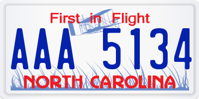 NC license plate AAA5134