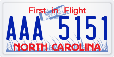 NC license plate AAA5151