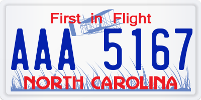 NC license plate AAA5167