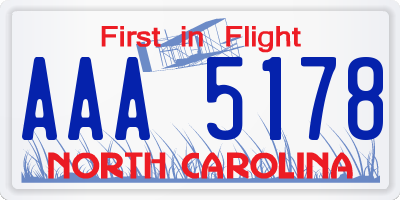 NC license plate AAA5178
