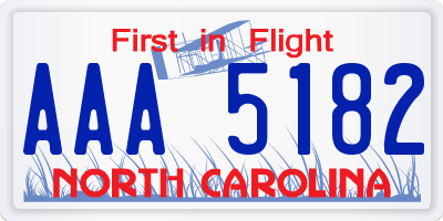 NC license plate AAA5182