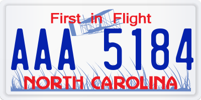 NC license plate AAA5184