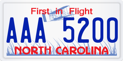 NC license plate AAA5200
