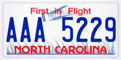 NC license plate AAA5229
