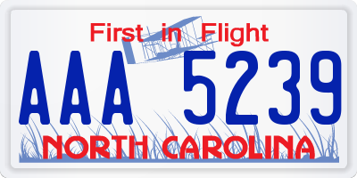 NC license plate AAA5239