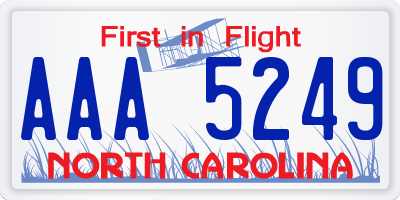 NC license plate AAA5249