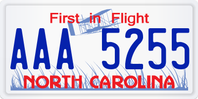 NC license plate AAA5255