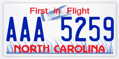 NC license plate AAA5259