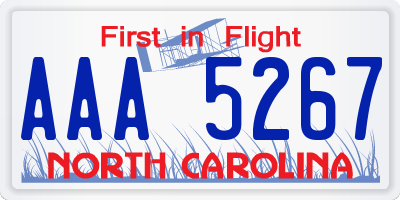 NC license plate AAA5267