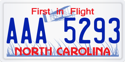 NC license plate AAA5293