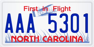 NC license plate AAA5301