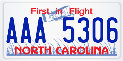 NC license plate AAA5306