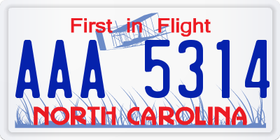 NC license plate AAA5314
