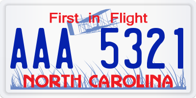 NC license plate AAA5321