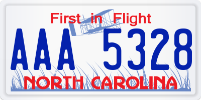 NC license plate AAA5328