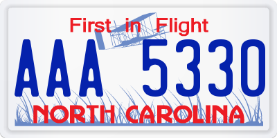 NC license plate AAA5330