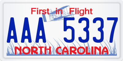 NC license plate AAA5337