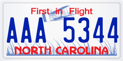 NC license plate AAA5344