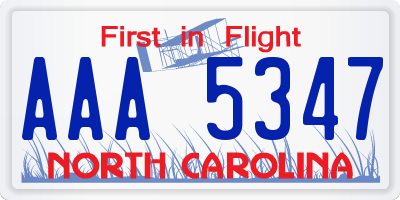 NC license plate AAA5347