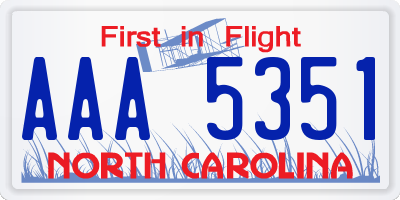 NC license plate AAA5351